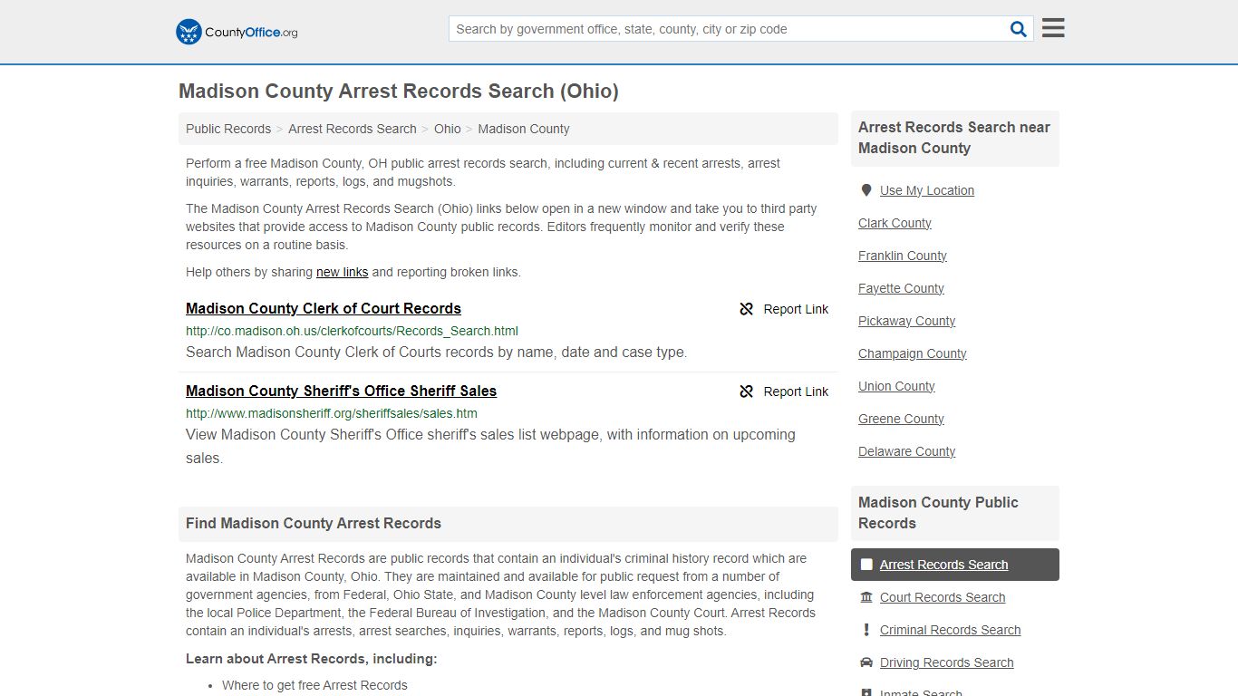 Arrest Records Search - Madison County, OH (Arrests & Mugshots)